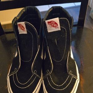 Vans mens 7.5 Women's 9 Black 💙 blue High-Top Shoes Sneakers